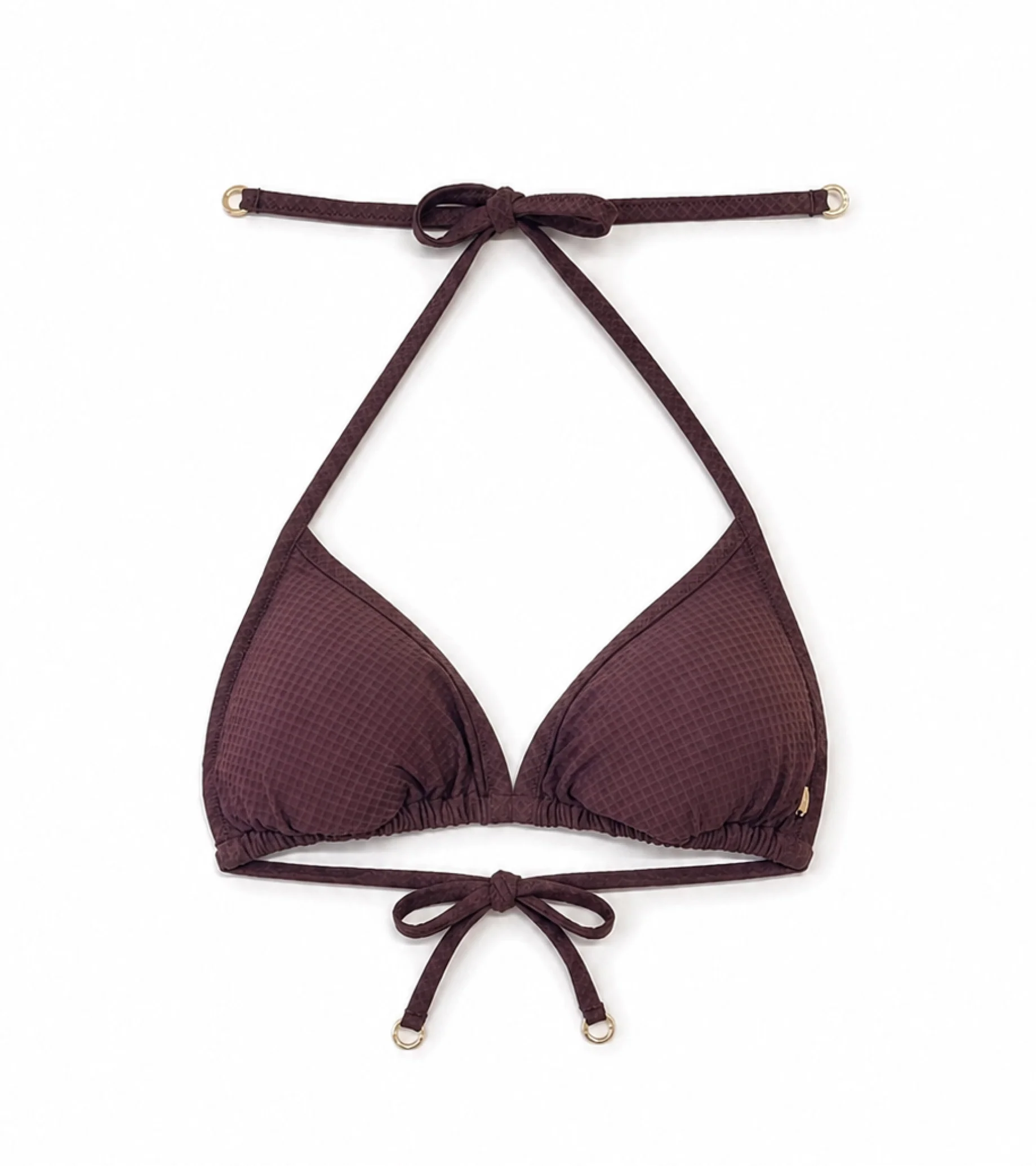 Swimwear - Waffle - Triangle - Top - Brown - Image 4