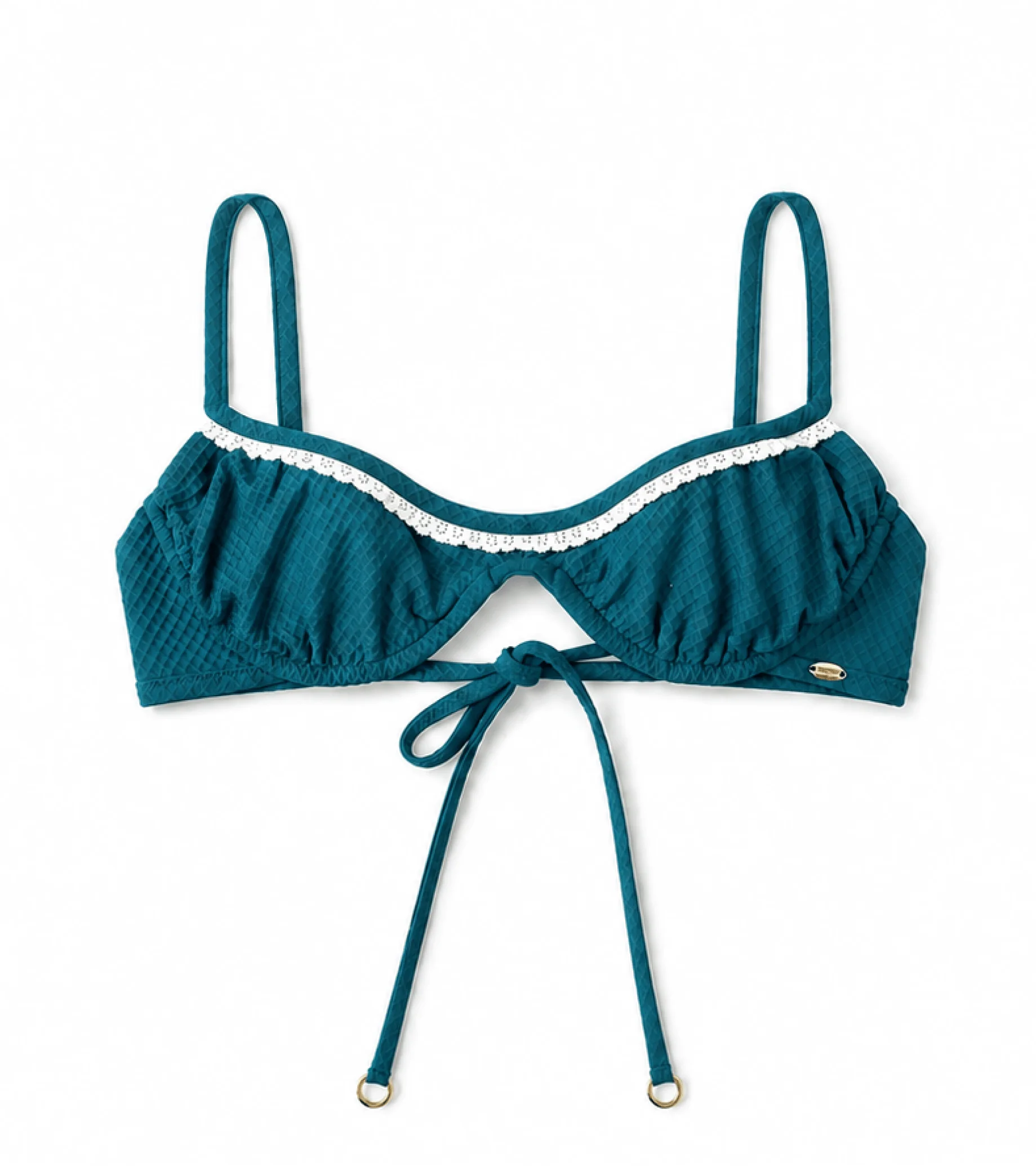Swimwear - Waffle - Wired - Top - Teal - Image 4